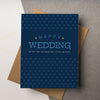 Sarcastic & Dry wedding card that reads "Happy Wedding. By the time you read this, it will be over"
